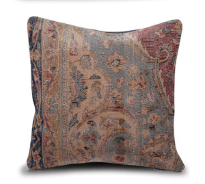 Canvello Antique Handmade Kerman Rug Pillow - 18"x18"