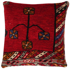 Canvello Antique Handmade Rug Red Cushions - 14"x14"