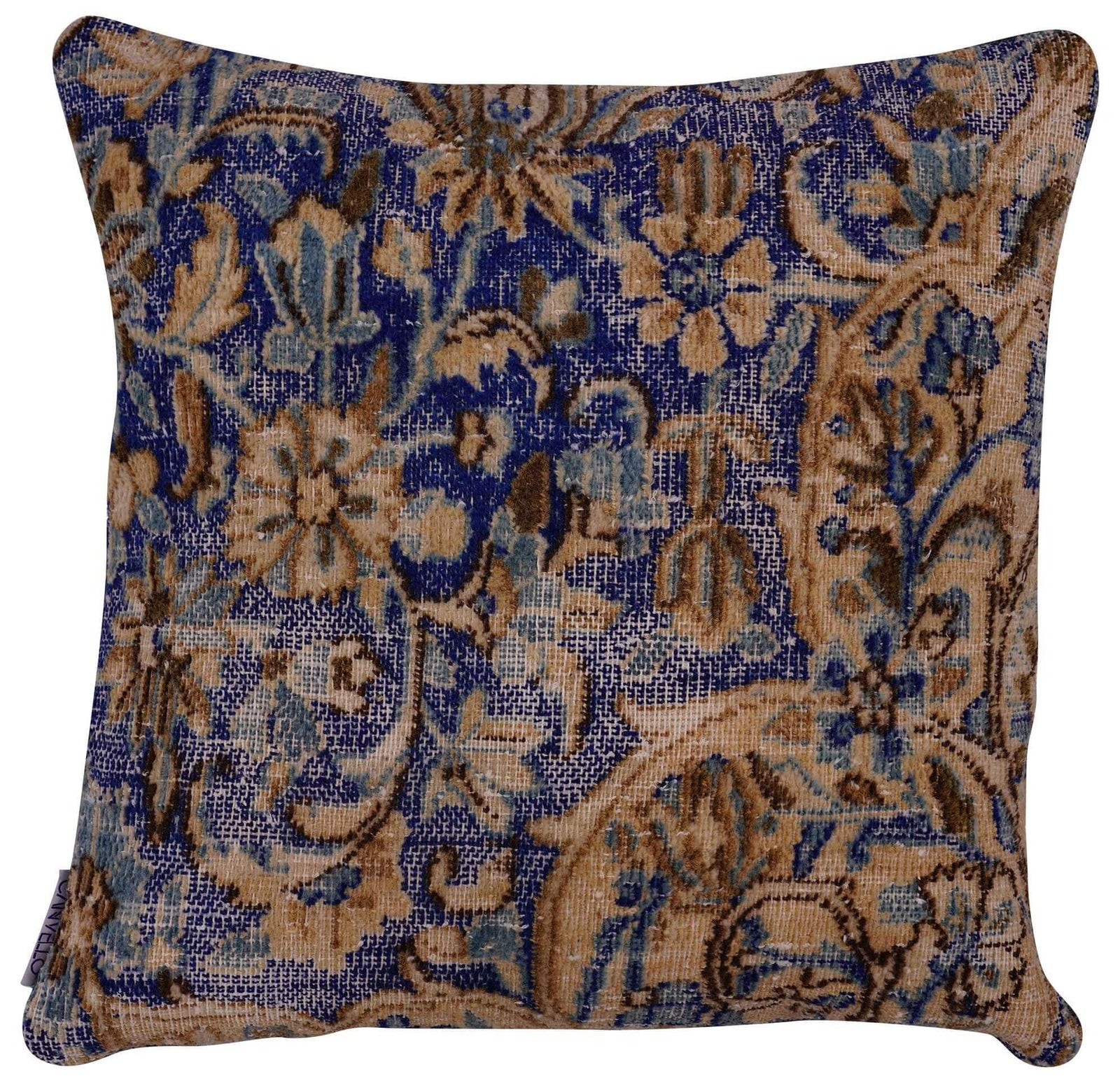 Canvello Antique Rug Blue And Brown Throw Pillows - 18"x18"