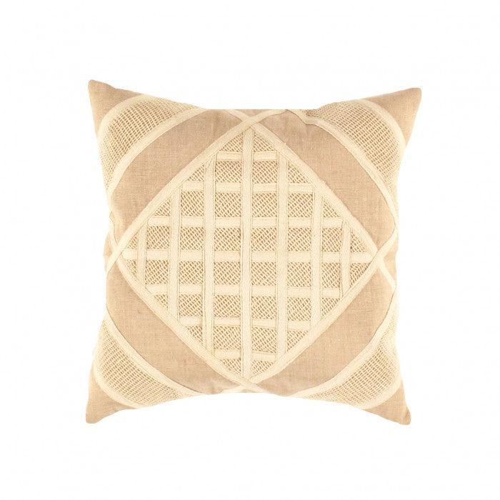 Canvello Beige Pure Cotton Throw Pillow - 16" x 16"