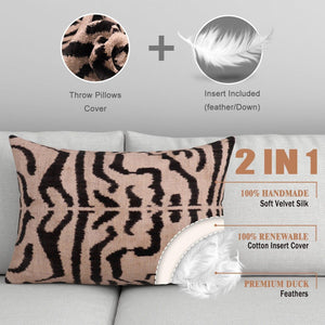 Canvello Black And Beige Tiger Print Throw Pillows | 16 x 24 in (40 x 60 cm)