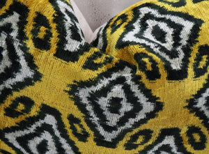 Canvello Black And Yellow Throw Pillows For Couch with Down Insert - 16x24 in
