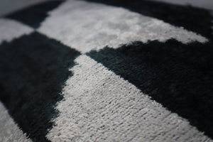 Canvello Black White Handmade 16x24 Silk Velvet Pillow, Organic Veg Dyed, Down/Feather Filled