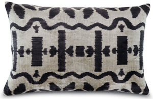Canvello Black White Handmade 16x24 Silk Velvet Pillow, Organic Veg Dyed, Down/Feather Filled