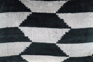 Canvello Black White Handmade 16x24 Silk Velvet Pillow, Organic Veg Dyed, Down/Feather Filled