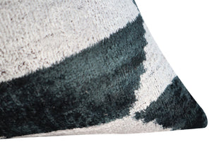 Canvello Black White Handmade 16x24 Silk Velvet Pillow, Organic Veg Dyed, Down/Feather Filled