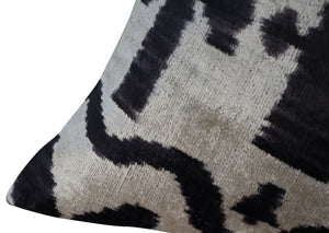 Canvello Black White Handmade 16x24 Silk Velvet Pillow, Organic Veg Dyed, Down/Feather Filled