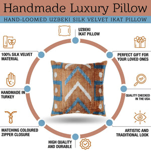 Canvello Blue And Brown Pillows For Living Room - 16x16 inch