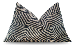 Canvello Decorative Black Ivory Chevron Throw Pillow Down Feather Filled - 16x24 in