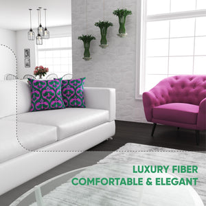 Canvello Decorative Green Pink Pillows For Couch with Down Insert - 18x18 in