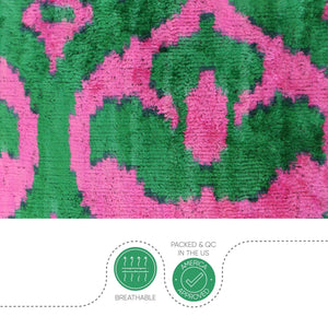 Canvello Decorative Green Pink Pillows For Couch with Down Insert - 18x18 in