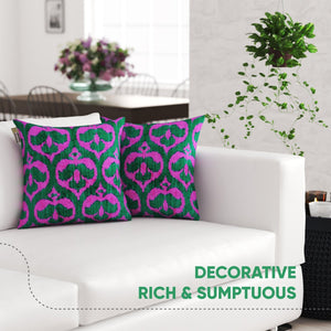 Canvello Decorative Green Pink Pillows For Couch with Down Insert - 18x18 in