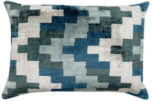 Canvello Decorative Navy Blue Gray Throw Pillow Down Filled - 16x24 in