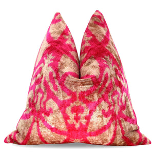 Canvello Decorative Pink Beige Geometric Throw Pillow Down Feather Filled - 16x16 in
