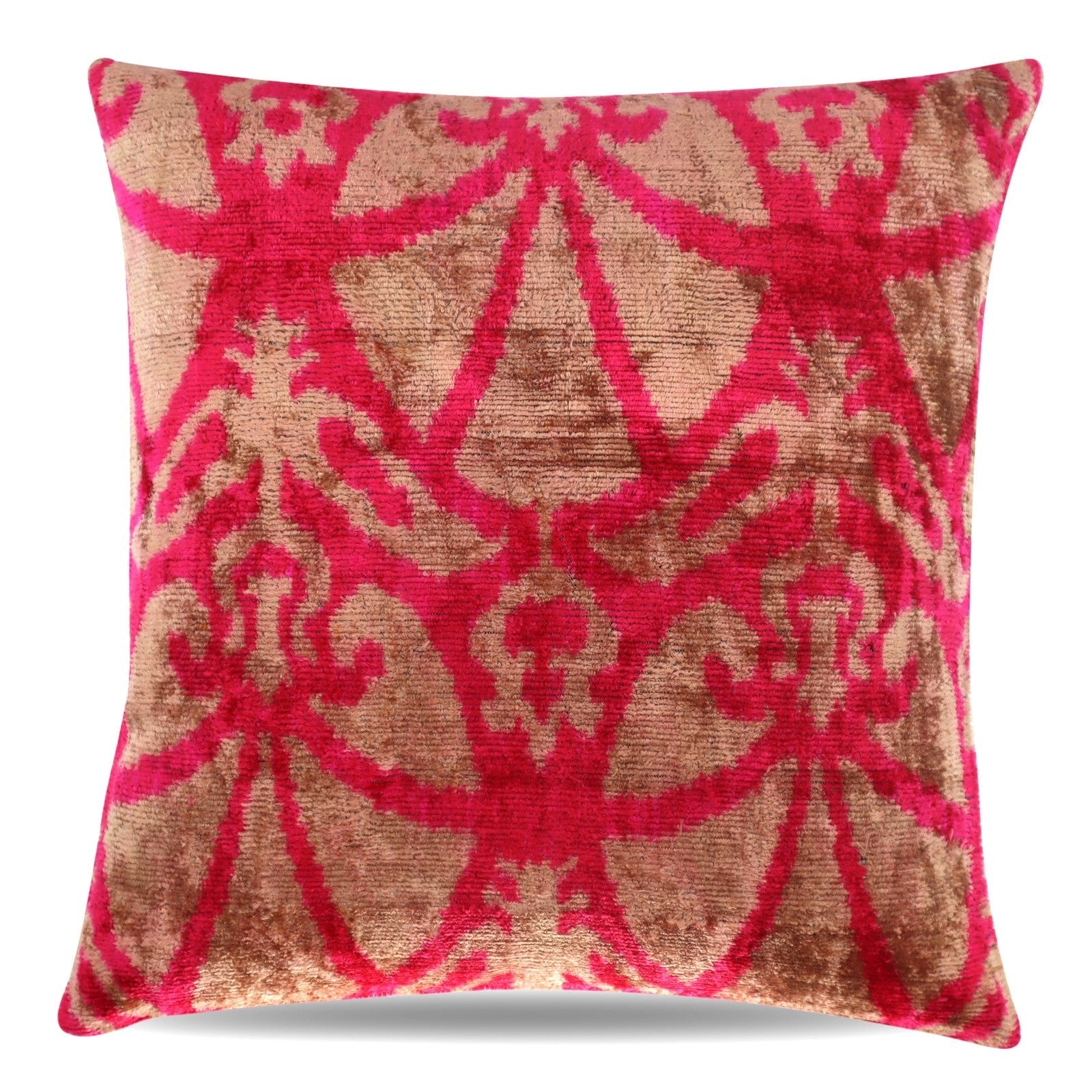 Canvello Decorative Pink Beige Geometric Throw Pillow Down Feather Filled - 16x16 in