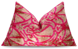 Canvello Decorative Pink Beige Geometric Throw Pillow Down Feather Filled - 16x24 in