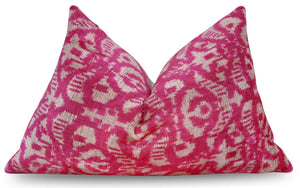 Canvello Decorative Pink Beige Geometric Throw Pillow Down Feather Filled - 16x24 in