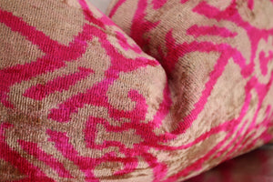 Canvello Decorative Pink Beige Geometric Throw Pillow Down Feather Filled - 16x24 in
