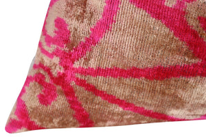 Canvello Decorative Pink Beige Geometric Throw Pillow Down Feather Filled - 16x24 in