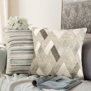 Canvello Galaxy Cowhide Throw Pillow, Ivory