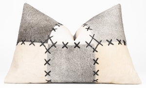 Canvello Genuine Cowhide Leather Decorative Throw Pillows - Handmade Patchwork Boho Accent Pillows For Sofa, Couch, Bed, Chair - Western Southwestern Farmhouse Pillow Covers With Feather Down Insert Included