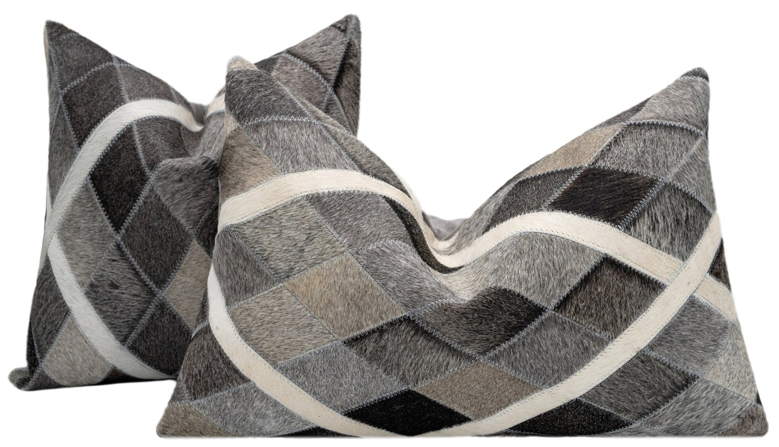 Canvello Genuine Cowhide Leather Decorative Throw Pillows - Handmade Patchwork Boho Accent Pillows For Sofa, Couch, Bed, Chair - Western Southwestern Farmhouse Pillow Covers With Feather Down Insert Included)