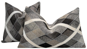 Canvello Genuine Cowhide Leather Decorative Throw Pillows - Handmade Patchwork Boho Accent Pillows For Sofa, Couch, Bed, Chair - Western Southwestern Farmhouse Pillow Covers With Feather Down Insert Included)