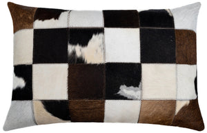 Canvello Genuine Cowhide Leather Decorative Throw Pillows - Handmade Patchwork Boho Accent Pillows For Sofa, Couch, Bed, Chair - Western Southwestern Farmhouse Pillow Covers With Feather Down Insert Included