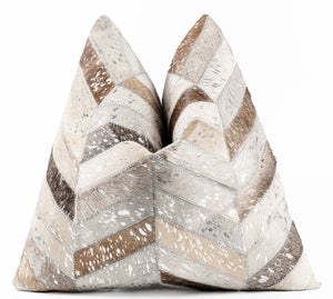 Canvello Genuine Cowhide Leather Decorative Throw Pillows - Handmade Patchwork Boho Accent Pillows For Sofa, Couch, Bed, Chair - Western Southwestern Farmhouse Pillow Covers With Feather Down Insert Included