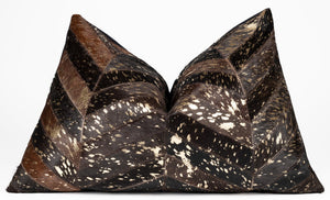Canvello Genuine Cowhide Leather Decorative Throw Pillows - Handmade Patchwork Boho Accent Pillows For Sofa, Couch, Bed, Chair - Western Southwestern Farmhouse Pillow Covers With Feather Down Insert Included