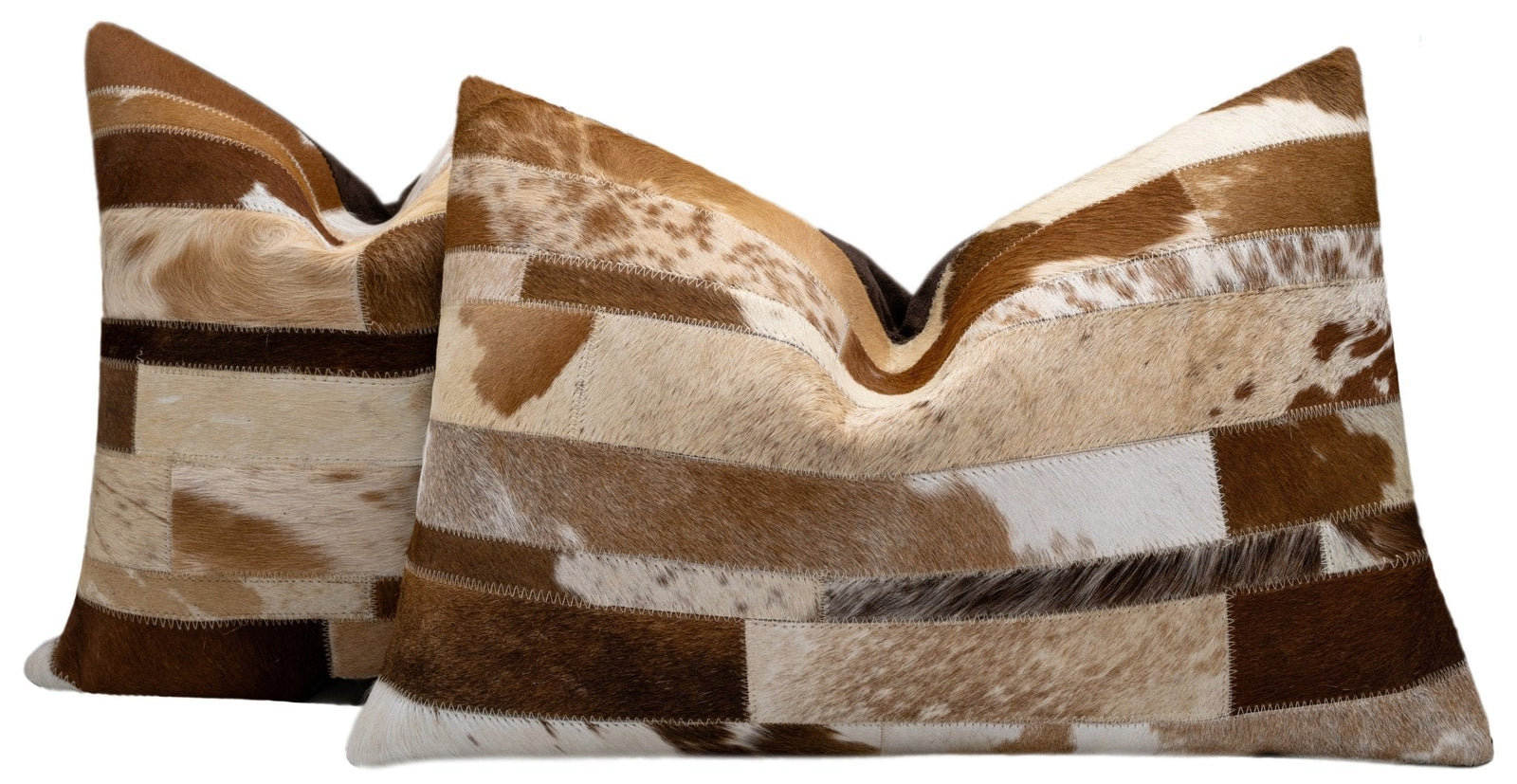 Canvello Genuine Cowhide Leather Decorative Throw Pillows - Handmade Patchwork Boho Accent Pillows For Sofa, Couch, Bed, Chair - Western Southwestern Farmhouse Pillow Covers With Feather Down Insert Included)