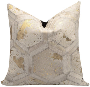 Canvello Genuine Cowhide Leather Decorative Throw Pillows - Handmade Patchwork Boho Accent Pillows For Sofa, Couch, Bed, Chair - Western Southwestern Farmhouse Pillow Covers With Feather Down Insert Included)