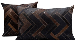Canvello Genuine Cowhide Leather Decorative Throw Pillows - Handmade Patchwork Boho Accent Pillows For Sofa, Couch, Bed, Chair - Western Southwestern Farmhouse Pillow Covers With Feather Down Insert Included)
