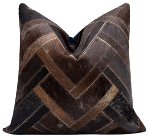 Canvello Genuine Cowhide Leather Decorative Throw Pillows - Handmade Patchwork Boho Accent Pillows For Sofa, Couch, Bed, Chair - Western Southwestern Farmhouse Pillow Covers With Feather Down Insert Included)