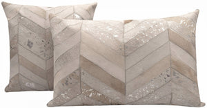 Canvello Genuine Cowhide Leather Decorative Throw Pillows - Handmade Patchwork Boho Accent Pillows For Sofa, Couch, Bed, Chair - Western Southwestern Farmhouse Pillow Covers With Feather Down Insert Included