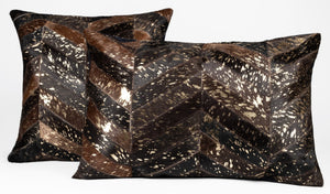 Canvello Genuine Cowhide Leather Decorative Throw Pillows - Handmade Patchwork Boho Accent Pillows For Sofa, Couch, Bed, Chair - Western Southwestern Farmhouse Pillow Covers With Feather Down Insert Included