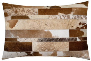 Canvello Genuine Cowhide Leather Decorative Throw Pillows - Handmade Patchwork Boho Accent Pillows For Sofa, Couch, Bed, Chair - Western Southwestern Farmhouse Pillow Covers With Feather Down Insert Included)