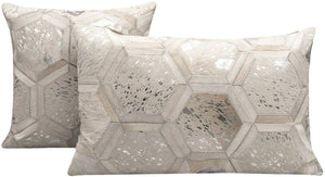 Canvello Genuine Cowhide Leather Decorative Throw Pillows - Handmade Patchwork Boho Accent Pillows For Sofa, Couch, Bed, Chair - Western Southwestern Farmhouse Pillow Covers With Feather Down Insert Included