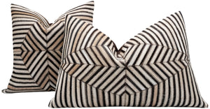 Canvello Genuine Cowhide Leather Decorative Throw Pillows - Handmade Patchwork Boho Accent Pillows For Sofa, Couch, Bed, Chair - Western Southwestern Farmhouse Pillow Covers With Feather Down Insert Included