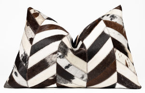 Canvello Genuine Cowhide Leather Decorative Throw Pillows - Handmade Patchwork Boho Accent Pillows For Sofa, Couch, Bed, Chair - Western Southwestern Farmhouse Pillow Covers With Feather Down Insert Included