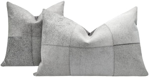 Canvello Genuine Cowhide Leather Decorative Throw Pillows - Handmade Patchwork Boho Accent Pillows For Sofa, Couch, Bed, Chair - Western Southwestern Farmhouse Pillow Covers With Feather Down Insert Included)