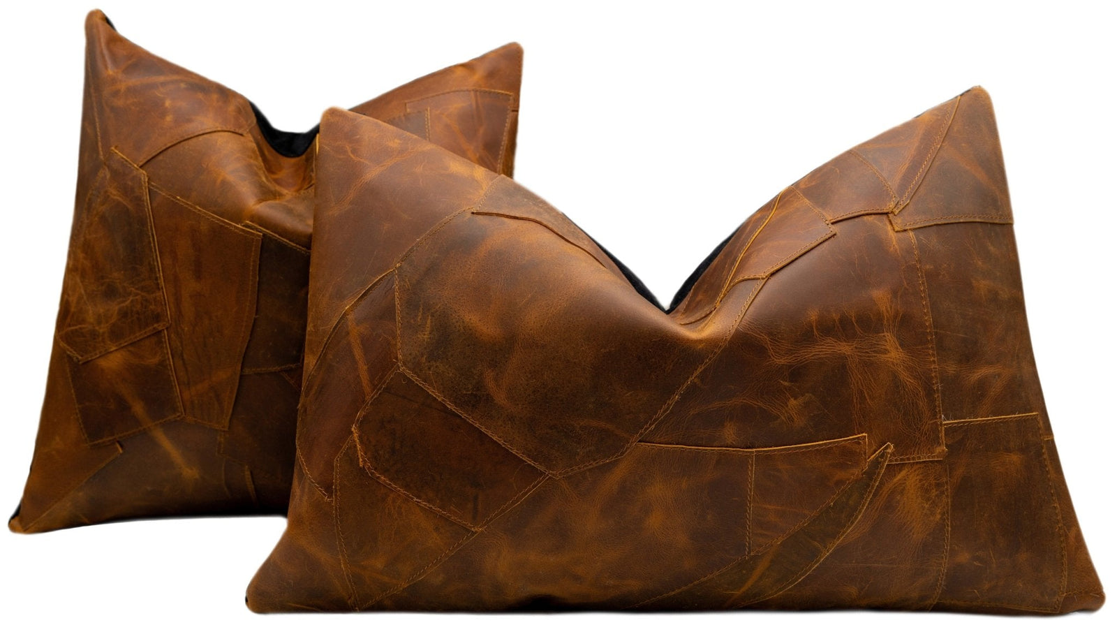 Canvello Genuine Cowhide Leather Decorative Throw Pillows - Handmade Patchwork Boho Accent Pillows For Sofa, Couch, Bed, Chair - Western Southwestern Farmhouse Pillow Covers With Feather Down Insert Included)