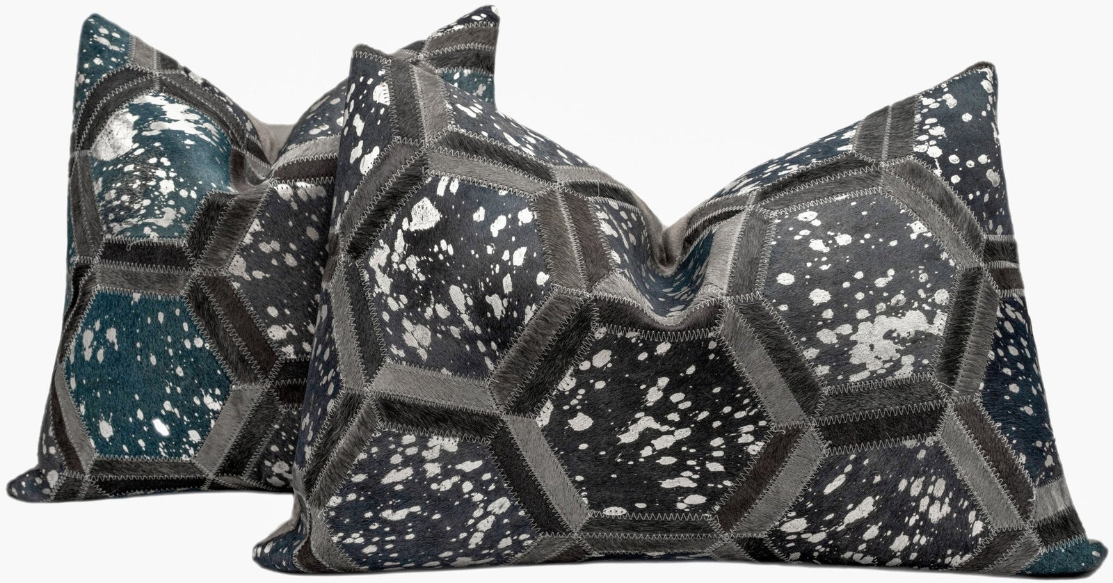 Canvello Genuine Cowhide Leather Decorative Throw Pillows - Handmade Patchwork Boho Accent Pillows For Sofa, Couch, Bed, Chair - Western Southwestern Farmhouse Pillow Covers With Feather Down Insert Included
