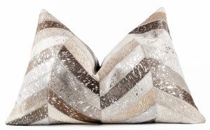 Canvello Genuine Cowhide Leather Decorative Throw Pillows - Handmade Patchwork Boho Accent Pillows For Sofa, Couch, Bed, Chair - Western Southwestern Farmhouse Pillow Covers With Feather Down Insert Included