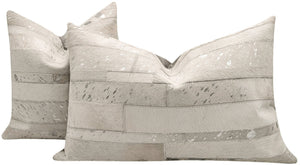Canvello Genuine Cowhide Leather Decorative Throw Pillows - Handmade Patchwork Boho Accent Pillows For Sofa, Couch, Bed, Chair - Western Southwestern Farmhouse Pillow Covers With Feather Down Insert Included