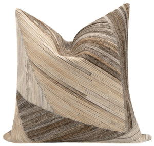 Canvello Genuine Cowhide Leather Decorative Throw Pillows - Handmade Patchwork Boho Accent Pillows For Sofa, Couch, Bed, Chair - Western Southwestern Farmhouse Pillow Covers With Feather Down Insert Included)