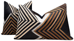 Canvello Genuine Cowhide Leather Decorative Throw Pillows - Handmade Patchwork Boho Accent Pillows For Sofa, Couch, Bed, Chair - Western Southwestern Farmhouse Pillow Covers With Feather Down Insert Included)