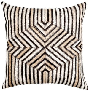 Canvello Genuine Cowhide Leather Decorative Throw Pillows - Handmade Patchwork Boho Accent Pillows For Sofa, Couch, Bed, Chair - Western Southwestern Farmhouse Pillow Covers With Feather Down Insert Included