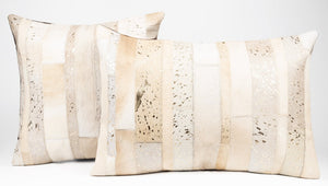 Canvello Genuine Cowhide Leather Decorative Throw Pillows - Handmade Patchwork Boho Accent Pillows For Sofa, Couch, Bed, Chair - Western Southwestern Farmhouse Pillow Covers With Feather Down Insert Included