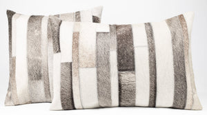 Canvello Genuine Cowhide Leather Decorative Throw Pillows - Handmade Patchwork Boho Accent Pillows For Sofa, Couch, Bed, Chair - Western Southwestern Farmhouse Pillow Covers With Feather Down Insert Included